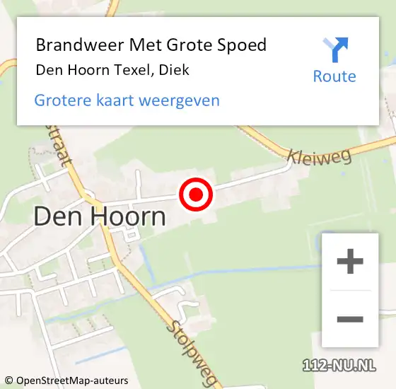 Locatie op kaart van de 112 melding: Brandweer Met Grote Spoed Naar Den Hoorn Texel, Diek op 29 december 2013 00:07