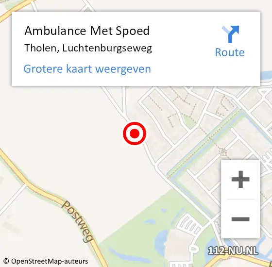 Locatie op kaart van de 112 melding: Ambulance Met Spoed Naar Tholen, Luchtenburgseweg op 30 september 2016 06:39