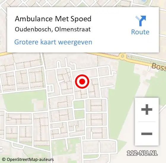 Locatie op kaart van de 112 melding: Ambulance Met Spoed Naar Oudenbosch, Olmenstraat op 30 september 2016 06:43