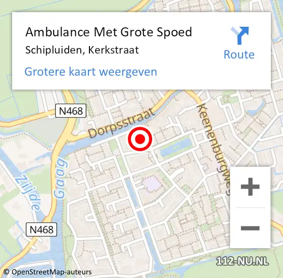 Locatie op kaart van de 112 melding: Ambulance Met Grote Spoed Naar Schipluiden, Kerkstraat op 30 september 2016 08:32