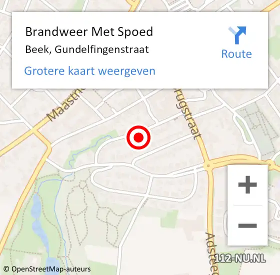 Locatie op kaart van de 112 melding: Brandweer Met Spoed Naar Beek, Gundelfingenstraat op 30 september 2016 08:40