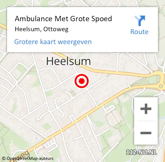 Locatie op kaart van de 112 melding: Ambulance Met Grote Spoed Naar Heelsum, Ottoweg op 30 september 2016 08:40