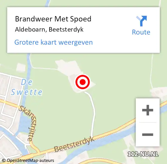 Locatie op kaart van de 112 melding: Brandweer Met Spoed Naar Aldeboarn, Beetsterdyk op 30 september 2016 08:43