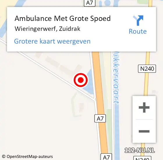 Locatie op kaart van de 112 melding: Ambulance Met Grote Spoed Naar Wieringerwerf, Zuidrak op 30 september 2016 09:04