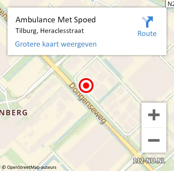 Locatie op kaart van de 112 melding: Ambulance Met Spoed Naar Tilburg, Heraclesstraat op 30 september 2016 09:09
