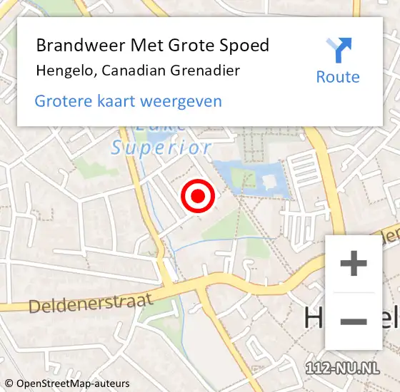 Locatie op kaart van de 112 melding: Brandweer Met Grote Spoed Naar Hengelo, Canadian Grenadier op 30 september 2016 09:21