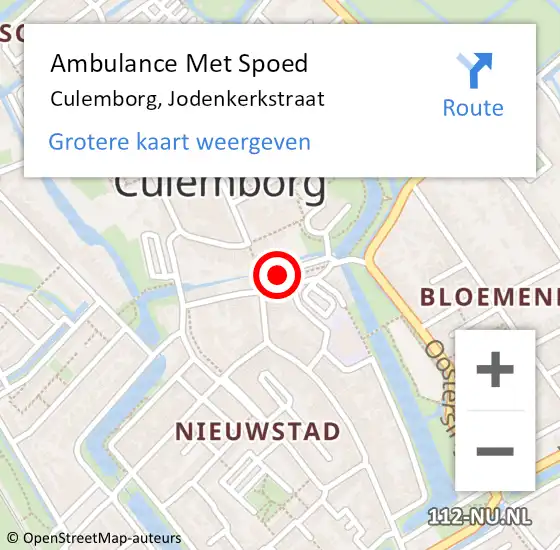 Locatie op kaart van de 112 melding: Ambulance Met Spoed Naar Culemborg, Jodenkerkstraat op 30 september 2016 09:34