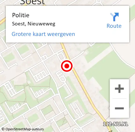 Locatie op kaart van de 112 melding: Politie Soest, Nieuweweg op 30 september 2016 10:02