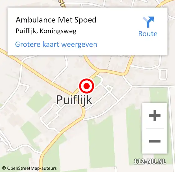 Locatie op kaart van de 112 melding: Ambulance Met Spoed Naar Puiflijk, Koningsweg op 30 september 2016 10:06