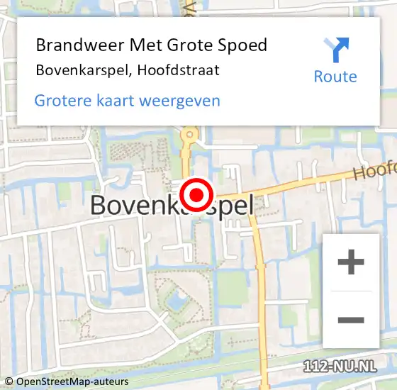 Locatie op kaart van de 112 melding: Brandweer Met Grote Spoed Naar Bovenkarspel, Hoofdstraat op 30 september 2016 10:34