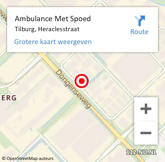 Locatie op kaart van de 112 melding: Ambulance Met Spoed Naar Tilburg, Heraclesstraat op 30 september 2016 10:37
