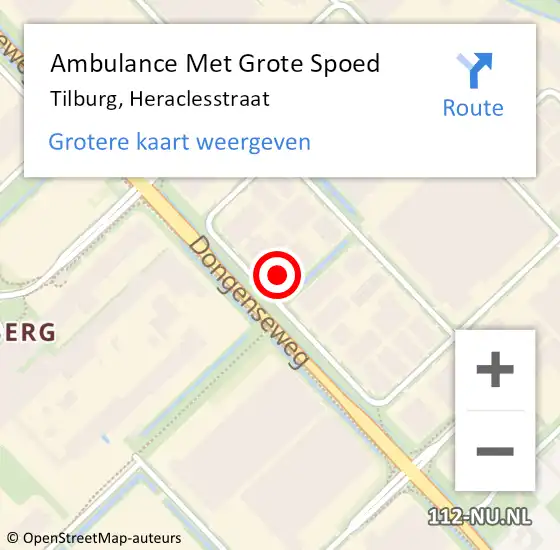 Locatie op kaart van de 112 melding: Ambulance Met Grote Spoed Naar Tilburg, Heraclesstraat op 30 september 2016 10:38