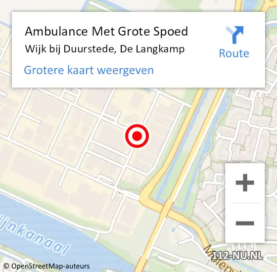 Locatie op kaart van de 112 melding: Ambulance Met Grote Spoed Naar Wijk bij Duurstede, De Langkamp op 30 september 2016 11:17