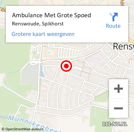 Locatie op kaart van de 112 melding: Ambulance Met Grote Spoed Naar Renswoude, Spikhorst op 30 september 2016 11:55