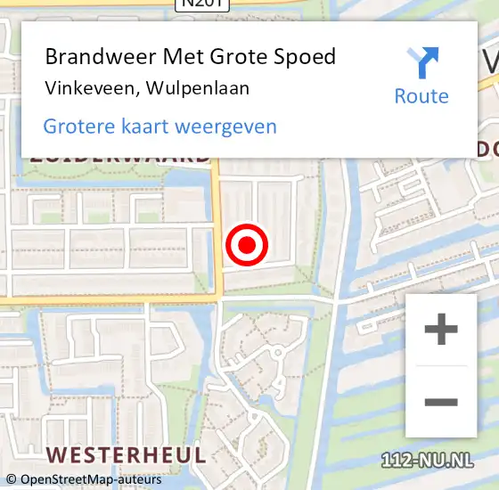 Locatie op kaart van de 112 melding: Brandweer Met Grote Spoed Naar Vinkeveen, Wulpenlaan op 30 september 2016 11:58