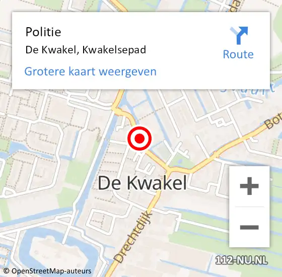 Locatie op kaart van de 112 melding: Politie De Kwakel, Kwakelsepad op 30 september 2016 12:00