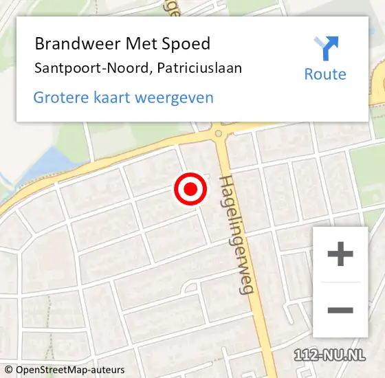 Locatie op kaart van de 112 melding: Brandweer Met Spoed Naar Santpoort-Noord, Patriciuslaan op 30 september 2016 12:15