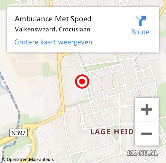 Locatie op kaart van de 112 melding: Ambulance Met Spoed Naar Valkenswaard, Crocuslaan op 30 september 2016 12:40