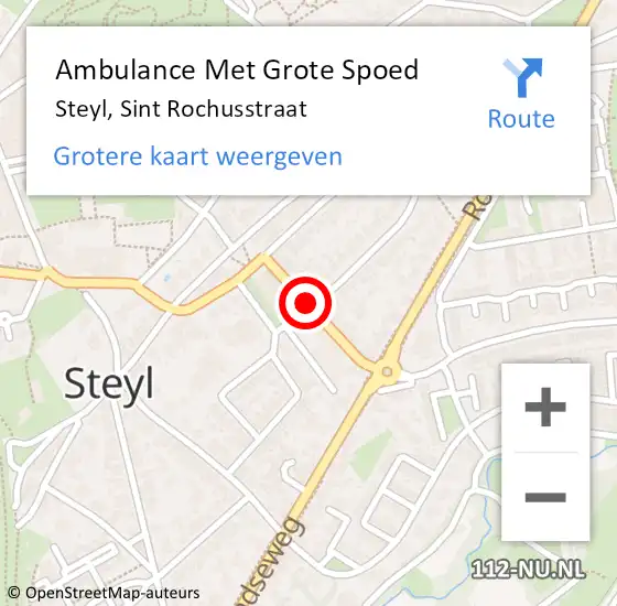 Locatie op kaart van de 112 melding: Ambulance Met Grote Spoed Naar Steyl, Sint Rochusstraat op 17 september 2013 14:07