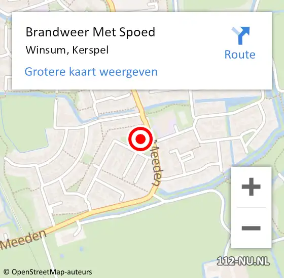 Locatie op kaart van de 112 melding: Brandweer Met Spoed Naar Winsum, Kerspel op 30 september 2016 12:59