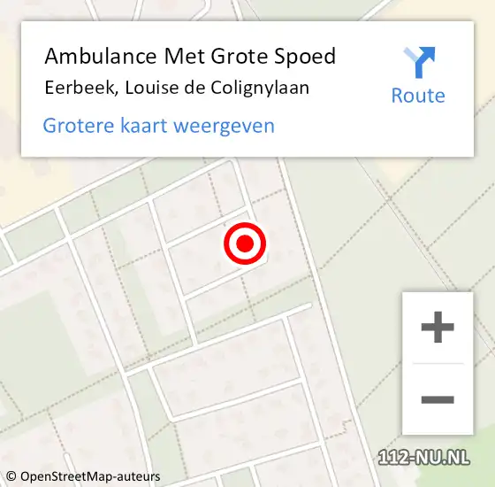 Locatie op kaart van de 112 melding: Ambulance Met Grote Spoed Naar Eerbeek, Louise de Colignylaan op 30 september 2016 13:16