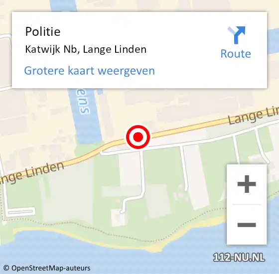 Locatie op kaart van de 112 melding: Politie Katwijk Nb, Lange Linden op 30 september 2016 13:22