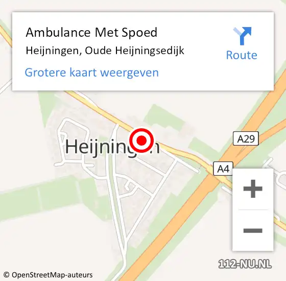 Locatie op kaart van de 112 melding: Ambulance Met Spoed Naar Heijningen, Oude Heijningsedijk op 30 september 2016 13:37