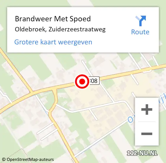 Locatie op kaart van de 112 melding: Brandweer Met Spoed Naar Oldebroek, Zuiderzeestraatweg op 30 september 2016 13:42