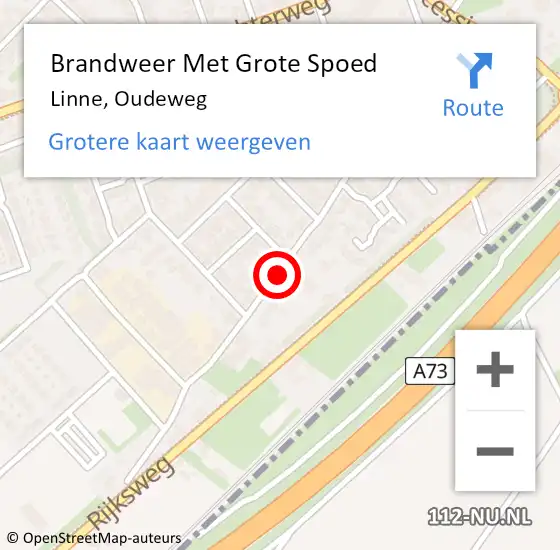 Locatie op kaart van de 112 melding: Brandweer Met Grote Spoed Naar Linne, Oudeweg op 30 september 2016 13:43