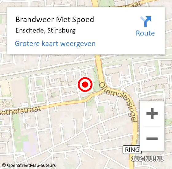 Locatie op kaart van de 112 melding: Brandweer Met Spoed Naar Enschede, Stinsburg op 30 september 2016 13:51