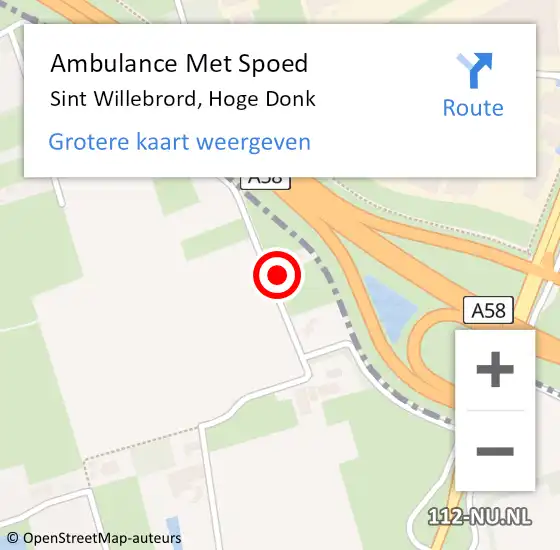 Locatie op kaart van de 112 melding: Ambulance Met Spoed Naar Sint Willebrord, Hoge Donk op 30 september 2016 13:57