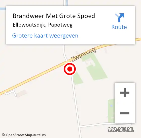 Locatie op kaart van de 112 melding: Brandweer Met Grote Spoed Naar Ellewoutsdijk, Papotweg op 30 september 2016 14:53