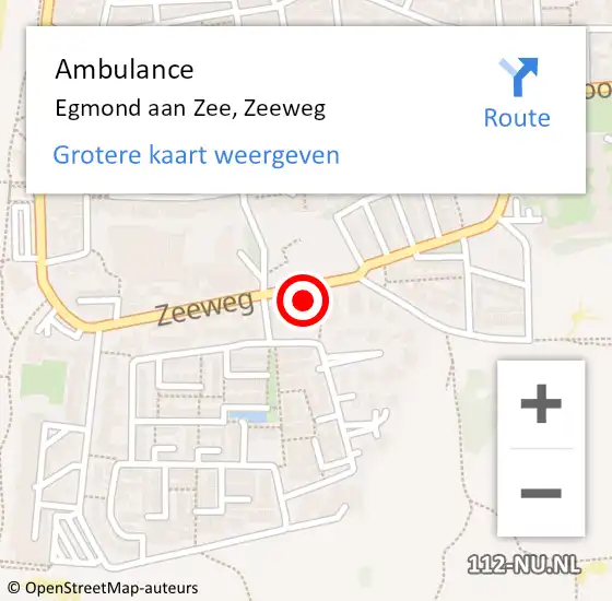 Locatie op kaart van de 112 melding: Ambulance Egmond aan Zee, Zeeweg op 30 september 2016 15:05