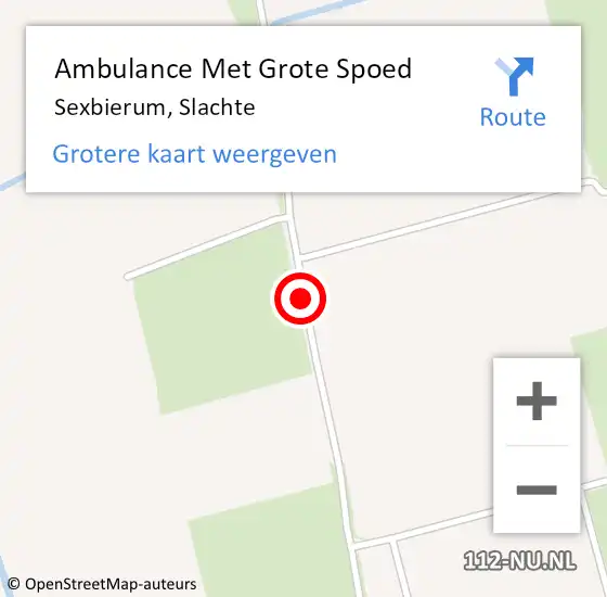 Locatie op kaart van de 112 melding: Ambulance Met Grote Spoed Naar Sexbierum, Slachte op 30 september 2016 16:10