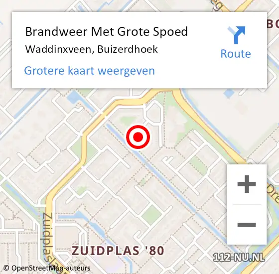 Locatie op kaart van de 112 melding: Brandweer Met Grote Spoed Naar Waddinxveen, Buizerdhoek op 29 december 2013 02:07