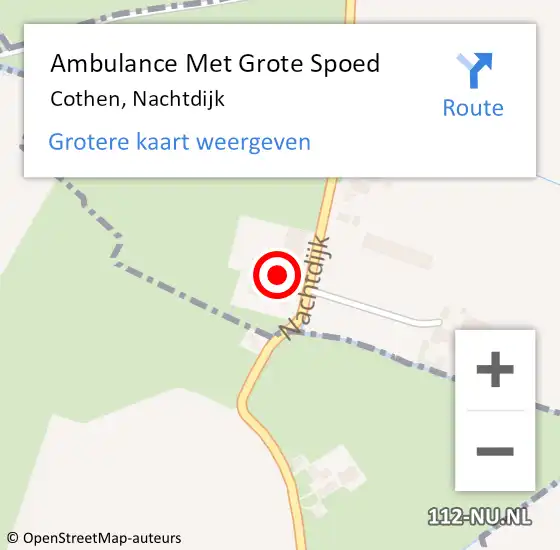 Locatie op kaart van de 112 melding: Ambulance Met Grote Spoed Naar Cothen, Nachtdijk op 30 september 2016 17:20