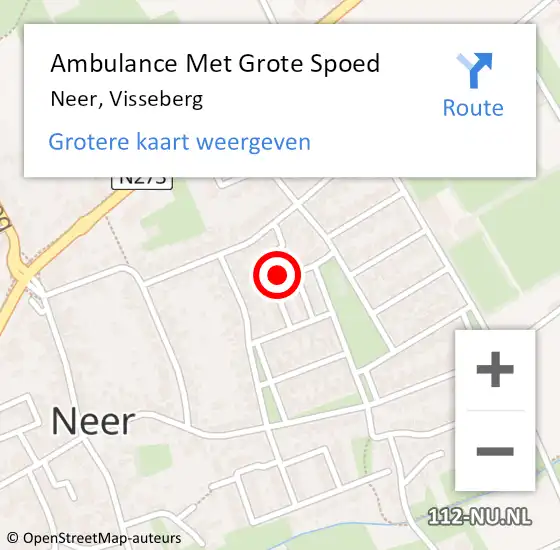 Locatie op kaart van de 112 melding: Ambulance Met Grote Spoed Naar Neer, Visseberg op 30 september 2016 17:37