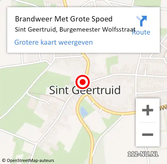 Locatie op kaart van de 112 melding: Brandweer Met Grote Spoed Naar Sint Geertruid, Burgemeester Wolfsstraat op 30 september 2016 18:06