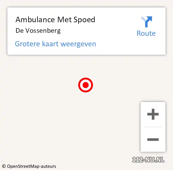 Locatie op kaart van de 112 melding: Ambulance Met Spoed Naar De Vossenberg op 30 september 2016 18:24