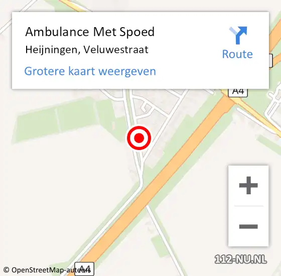 Locatie op kaart van de 112 melding: Ambulance Met Spoed Naar Heijningen, Veluwestraat op 30 september 2016 18:39