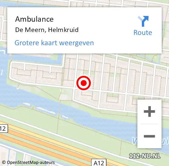 Locatie op kaart van de 112 melding: Ambulance De Meern, Helmkruid op 30 september 2016 18:43