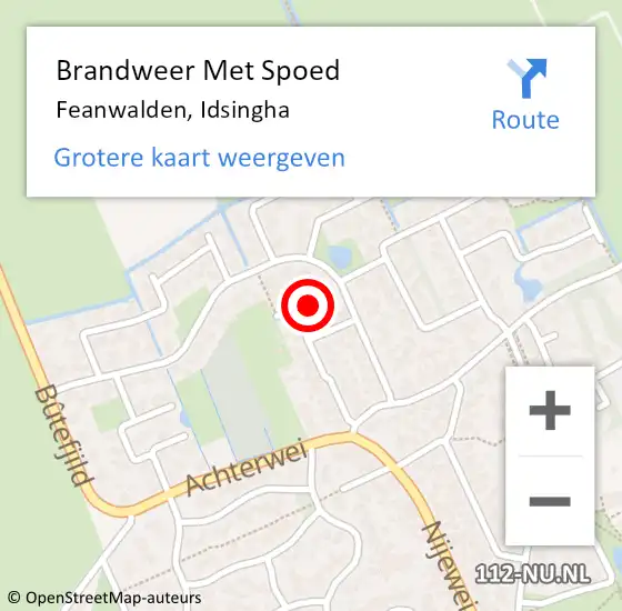 Locatie op kaart van de 112 melding: Brandweer Met Spoed Naar Feanwalden, Idsingha op 30 september 2016 19:15