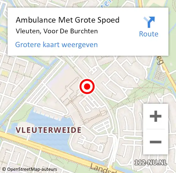 Locatie op kaart van de 112 melding: Ambulance Met Grote Spoed Naar Vleuten, De Burchten op 30 september 2016 19:20