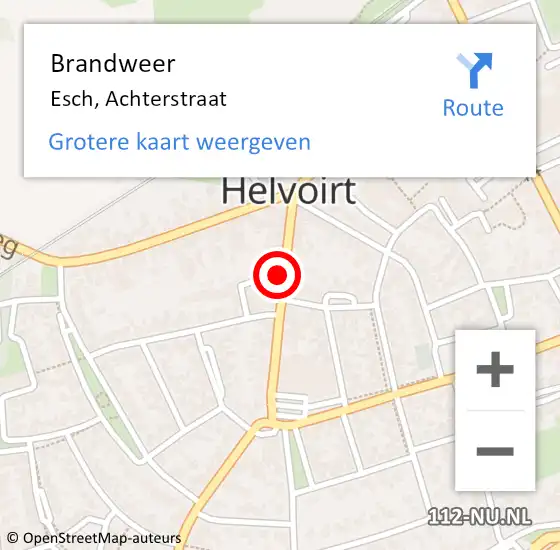 Locatie op kaart van de 112 melding: Brandweer Esch, Achterstraat op 30 september 2016 19:56