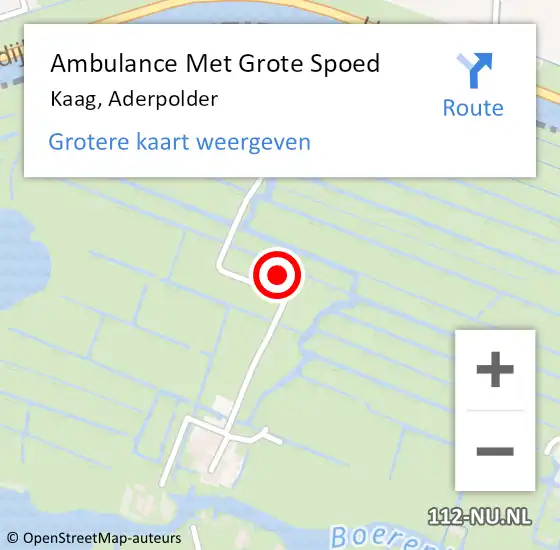Locatie op kaart van de 112 melding: Ambulance Met Grote Spoed Naar Kaag, Aderpolder op 30 september 2016 19:58