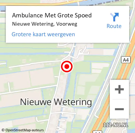 Locatie op kaart van de 112 melding: Ambulance Met Grote Spoed Naar Nieuwe Wetering, Voorweg op 30 september 2016 20:41