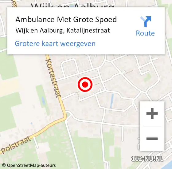 Locatie op kaart van de 112 melding: Ambulance Met Grote Spoed Naar Wijk en Aalburg, Katalijnestraat op 30 september 2016 20:52