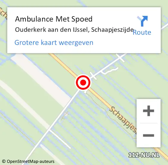 Locatie op kaart van de 112 melding: Ambulance Met Spoed Naar Ouderkerk aan den IJssel, Schaapjeszijde op 30 september 2016 21:09