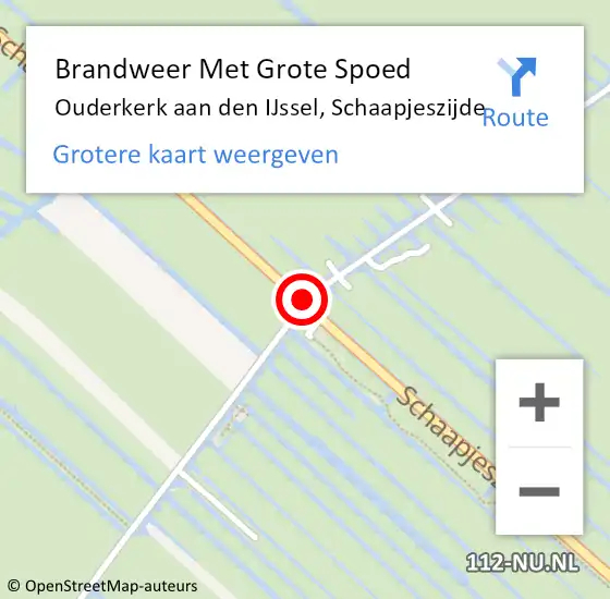 Locatie op kaart van de 112 melding: Brandweer Met Grote Spoed Naar Ouderkerk aan den IJssel, Schaapjeszijde op 30 september 2016 21:15