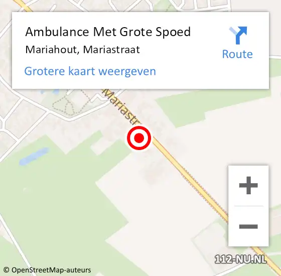 Locatie op kaart van de 112 melding: Ambulance Met Grote Spoed Naar Mariahout, Mariastraat op 30 september 2016 21:17